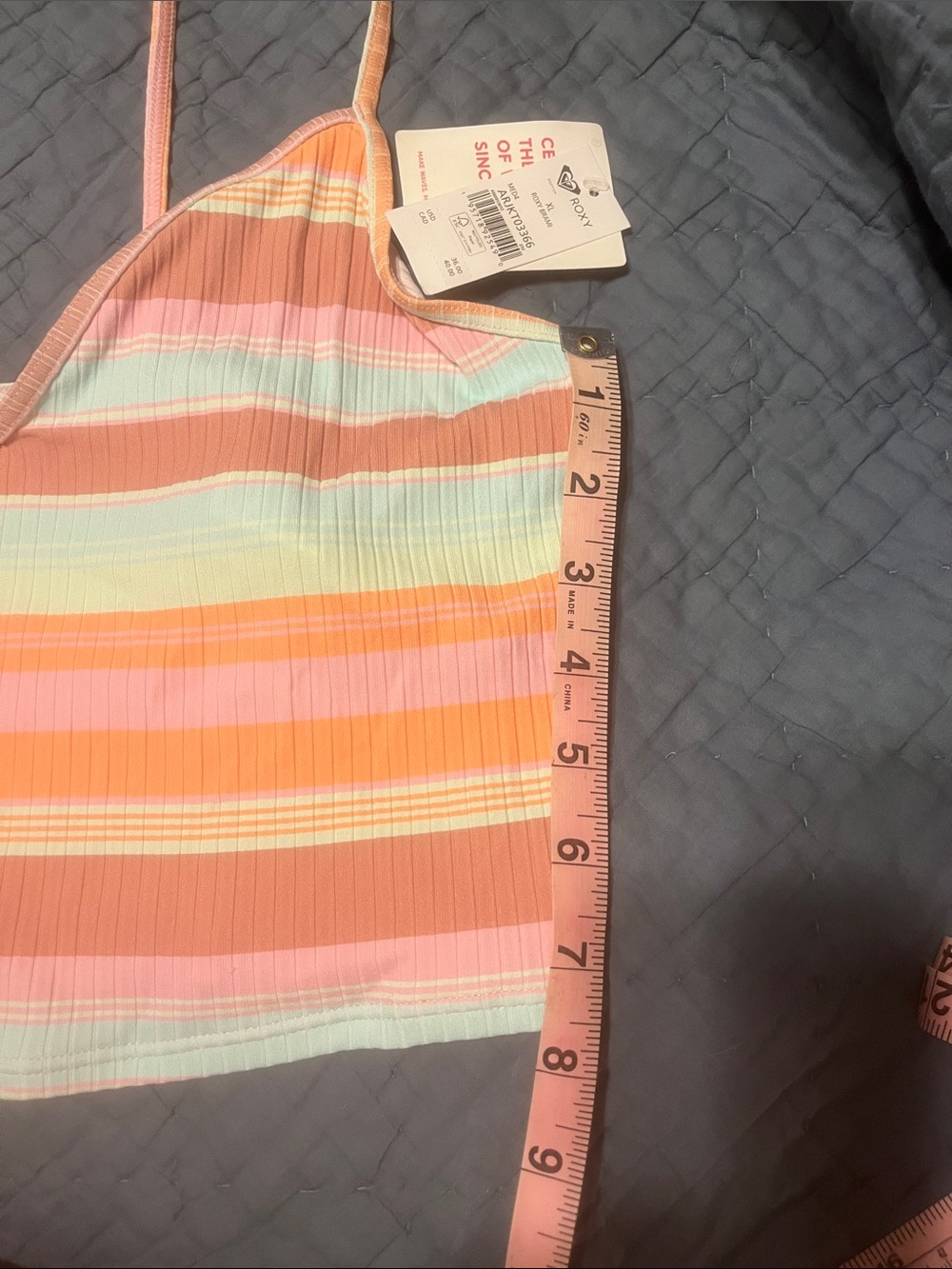 NWT XL Roxy Brami Striped Ribbed Cami Tank Top - Picture 6 of 6
